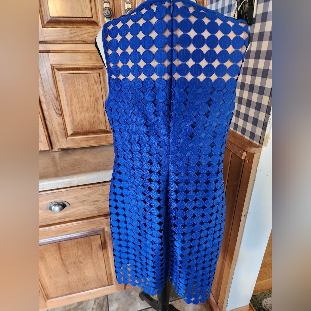 Lauren Ralph Lauren Blue Geometric Dress Size 14P - Picture 8 of 13